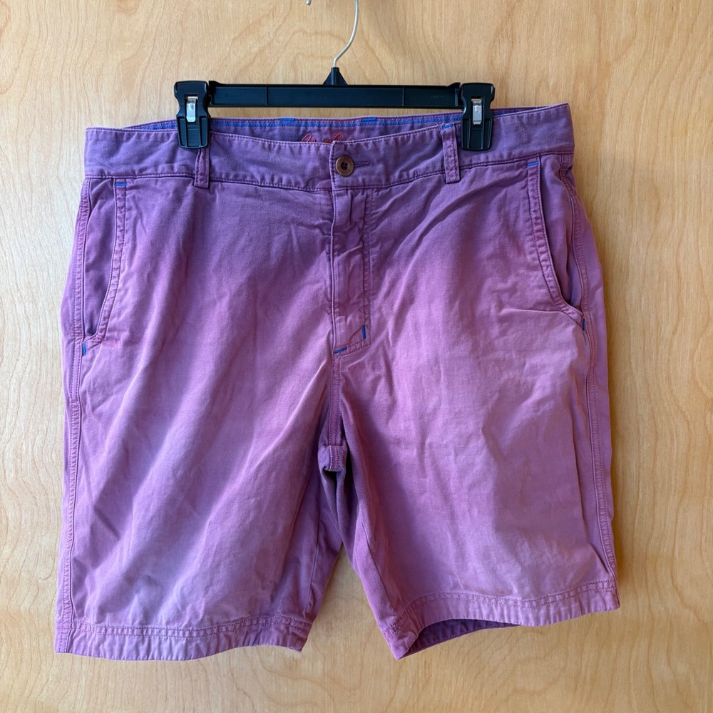 Robert Graham Chino Shorts Mens 37 Purple Flat Front Cotton Casual